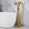 Articstic Creative Gold Swan Bathroom Bathtub Faucet with Handheld Shower Free Standing Brass BathTub Mixer Taps Floor Mounted