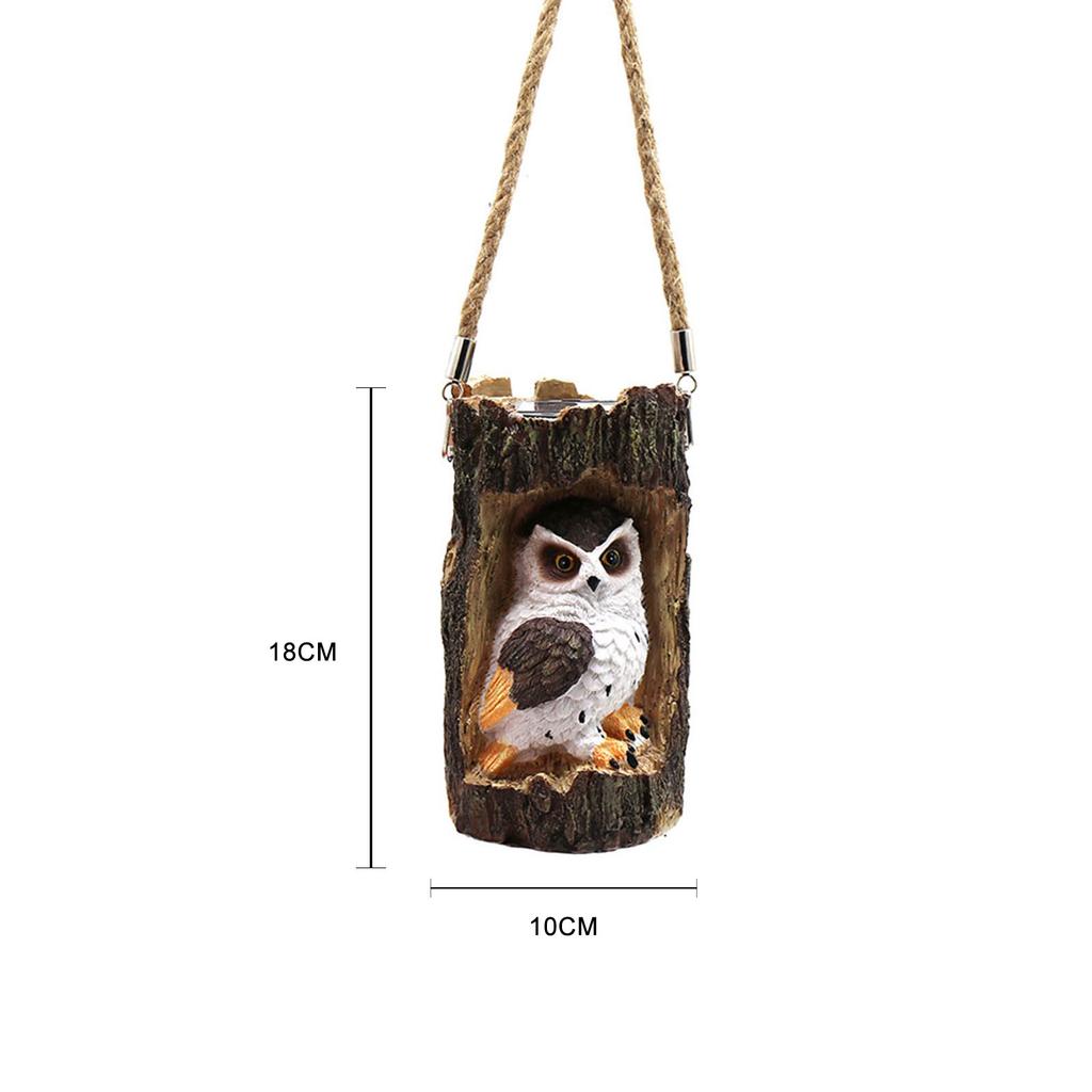 New Courtyard Owl Solar Light Resin Crafts Lantern LED Night Lamp Ornament Outdoor Hanging Tree Hole Owl Light Lamp Garden Decor