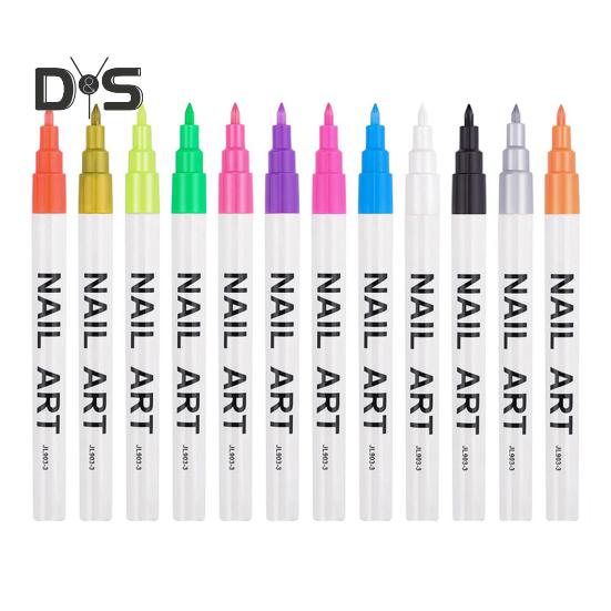 

Набір 12 кольорових ручок для малювання нігтів для DIY нейл-арту Швидкосихаючі акрилові маркери для швидкого малювання візерунків графіті Двоголові ручки для нігтів для домашнього салону нігтів C