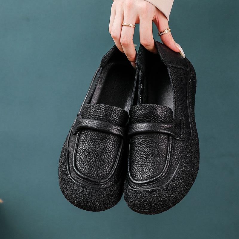 Retro Oxford Sneaker Woman Cow Leather Shoes for Women  Vintage Lace Up Leather Sport Shoes Soft Flat Moccasins 2026 New