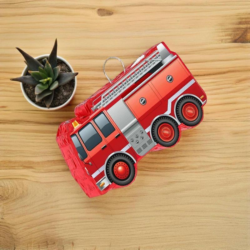 Feuerwehrauto Piñata Party Dekoration Interaktive Aktivität Für Kinder Jungen Geburtstagsparty Zubehör Rot 41.00X22.50X8.00CM Süßigkeiten Spender 1Set