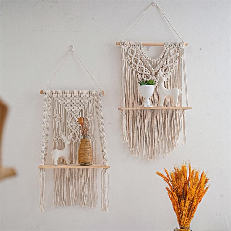 Handwoven Shelf Vintage Wall Organizer Bohemian Floating Shelf Home Decorations