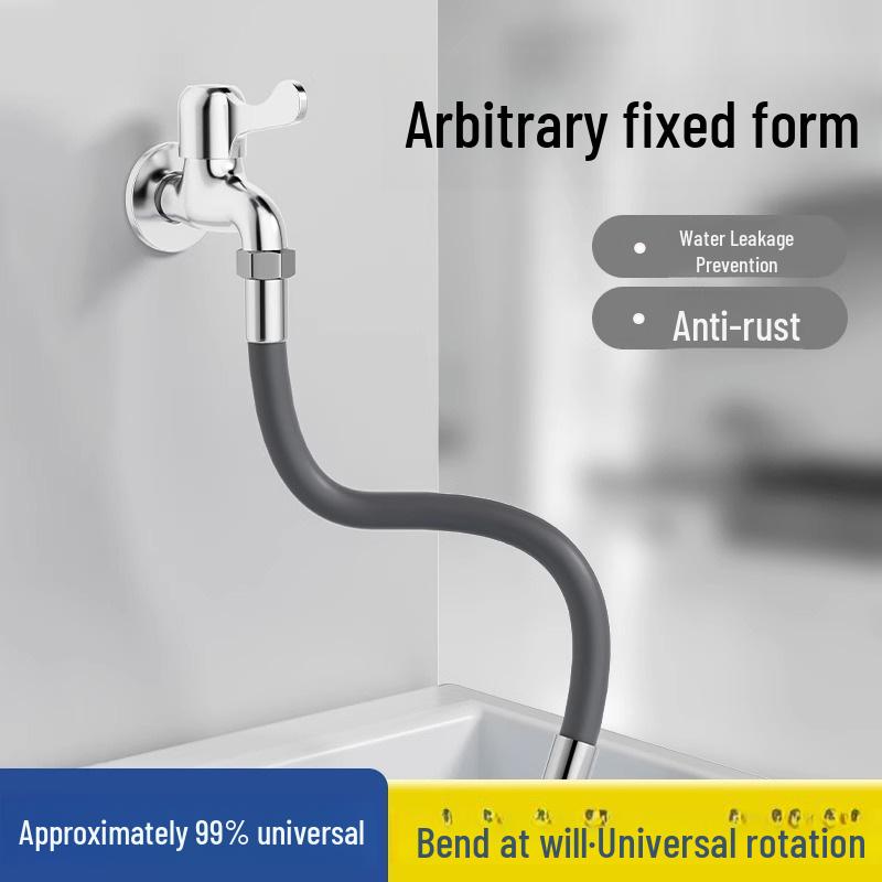 

Universal Splash-Proof Faucet Extension: Bendable Hose for Splash Control Connector