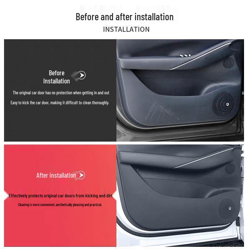 Galaxy E5 Car Door Kick Mats: Leather Interior Scratch Protection Stickers and Decorative Accessories