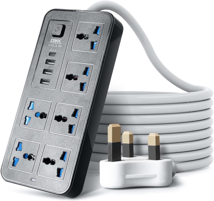 UK Standard Power Strip: Multi-Socket Panel with USB and Extension Cord