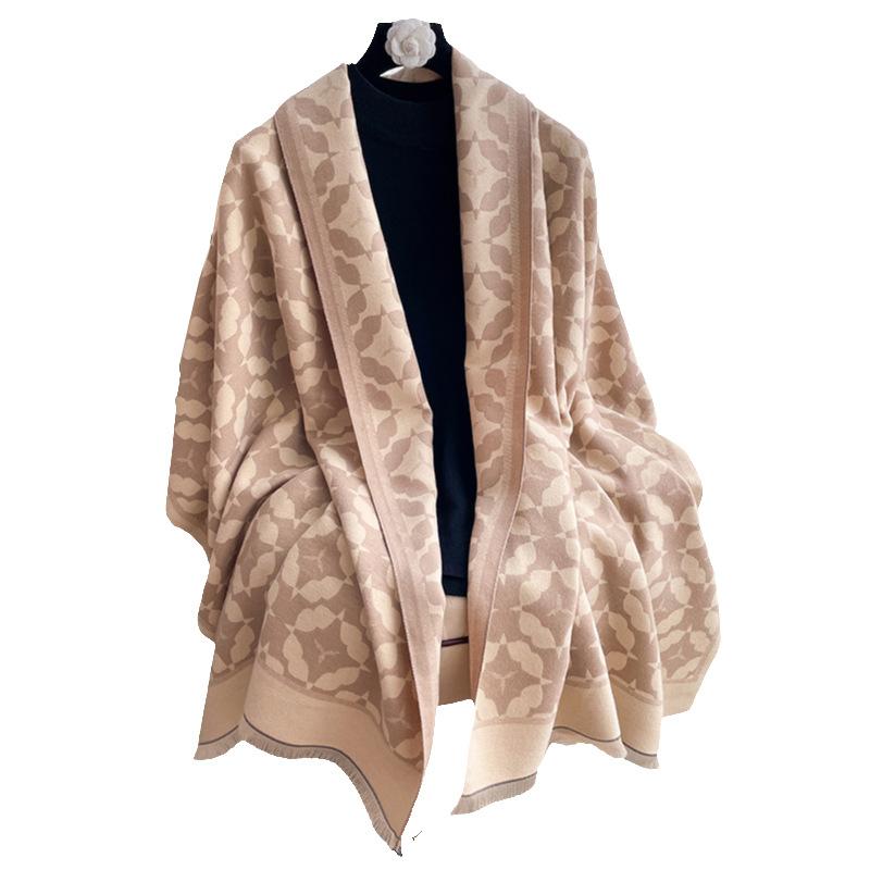 Travel imitation cashmere scarf women's winter high-end double-sided dual-purpose large shawl versatile thickened warm scarf tide