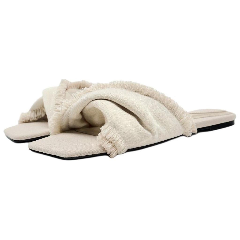 Zara Elegant Slip-On Anti-Fray Slide Sandals 1Cm Women Footwear White 13633310719