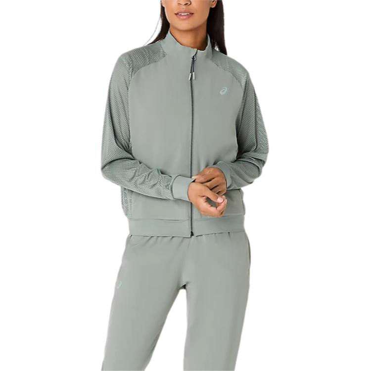 Asics Short Breathable Moisture-Wicking Quick-Dry Jacket Women Jackets Gray-Green 2042A364-425