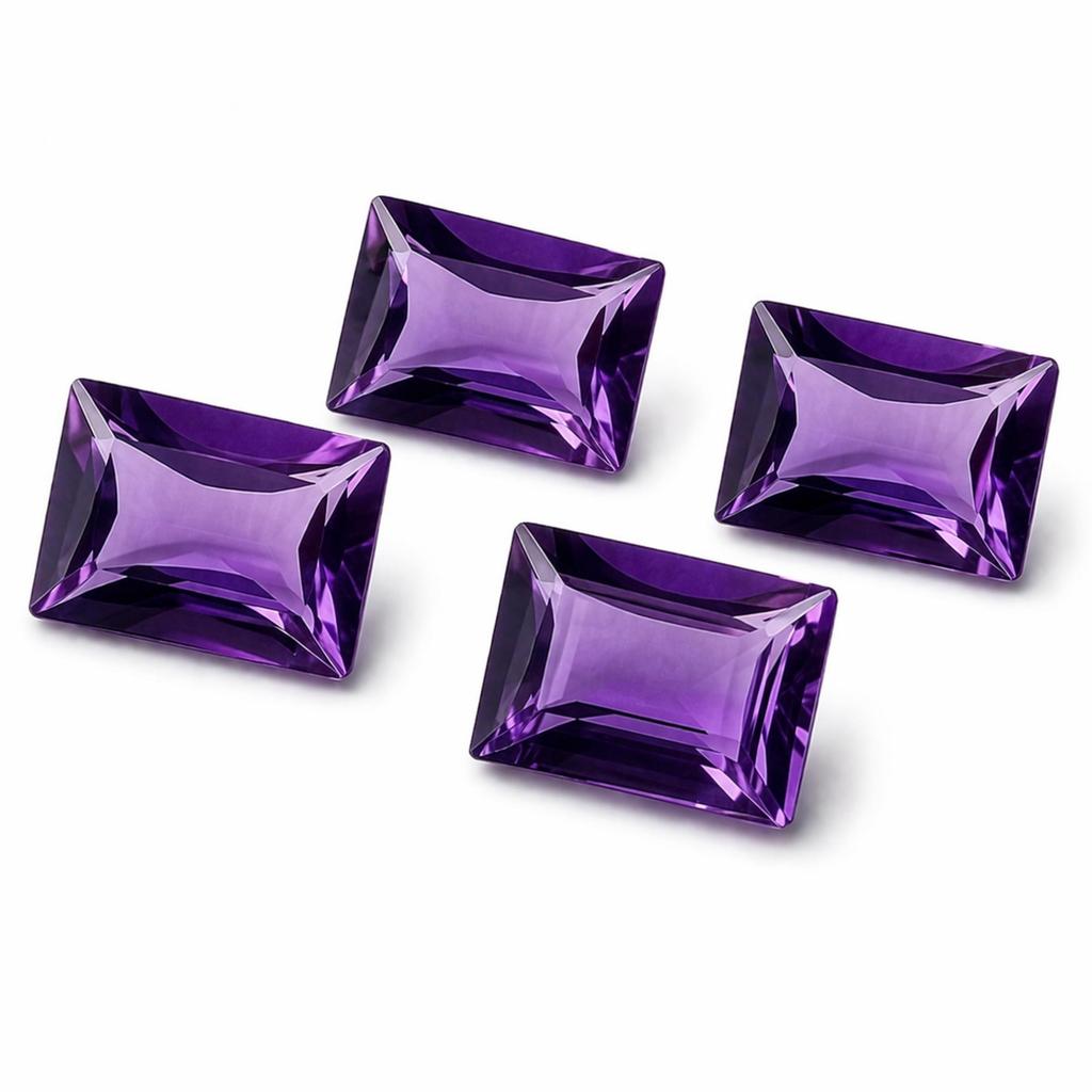 AAA Natürlicher Amethyst Rechteckig Facettierter Edelstein Kalibriert Lose Stein Lila Amethyst für Schmuckherstellung Februar Geburtsstein Sondergrößen Verfügbar