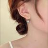 French Retro Grey Pearl Metal Earrings for Women - Stylish Korean Design