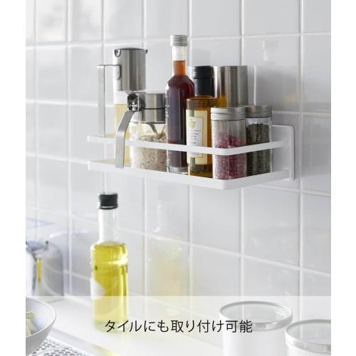 Yamazaki Tower Spice Rack with Film Hooks, White, Approx. W28 X D12.5 X H7cm (excluding Film Hooks), Floating Kitchen Storage, Model 2185