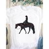 Horse Pattern Printed Women's Pure Cotton Short Sleeved Round Neck White T-Shirts Women’s