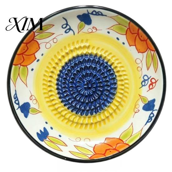 Wielofunkcyjna tarka do przecierów owocowych Ceramiczna tarcza do mielenia imbiru i czosnku, Tarka z ostrymi ząbkami, Łatwa do czyszczenia ręczna maszynka do mielenia dodatków żywnościowych