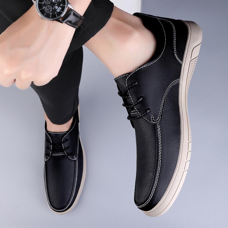 

Men s shoes 2025 summer new men s fashion trend waterproof soft sole wear-resistant high-quality lace-up casual leather shoes 38
