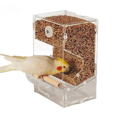 No Mess Bird Feeders Automatic Parrot Feeder Drinker Acrylic Seed Food Container Cage Accessories For Small And Medium Parakeets