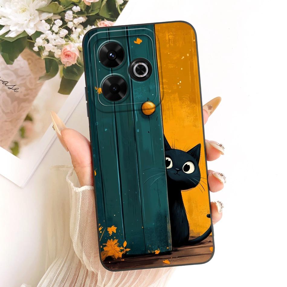 For Xiaomi Redmi 13X Cute Cat Flower Cartoon Phone Case For Redmi 13X Shockproof Soft Silicone Covers Bumpers