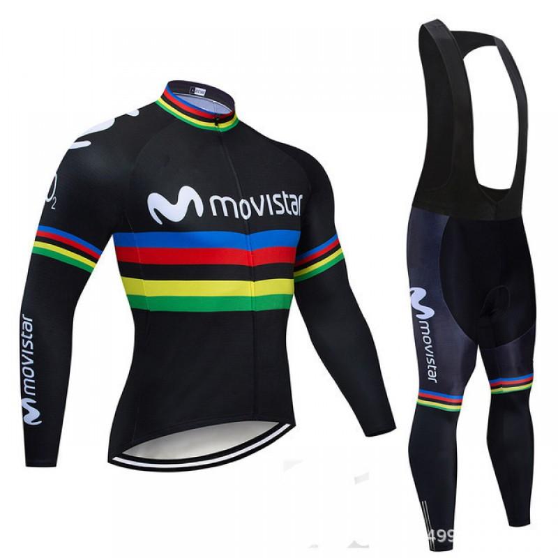 Men Women Cycling Long Sleeve Jersey Bib Shorts Set Winter Thermal Riding Outfit Mountain Bike Road