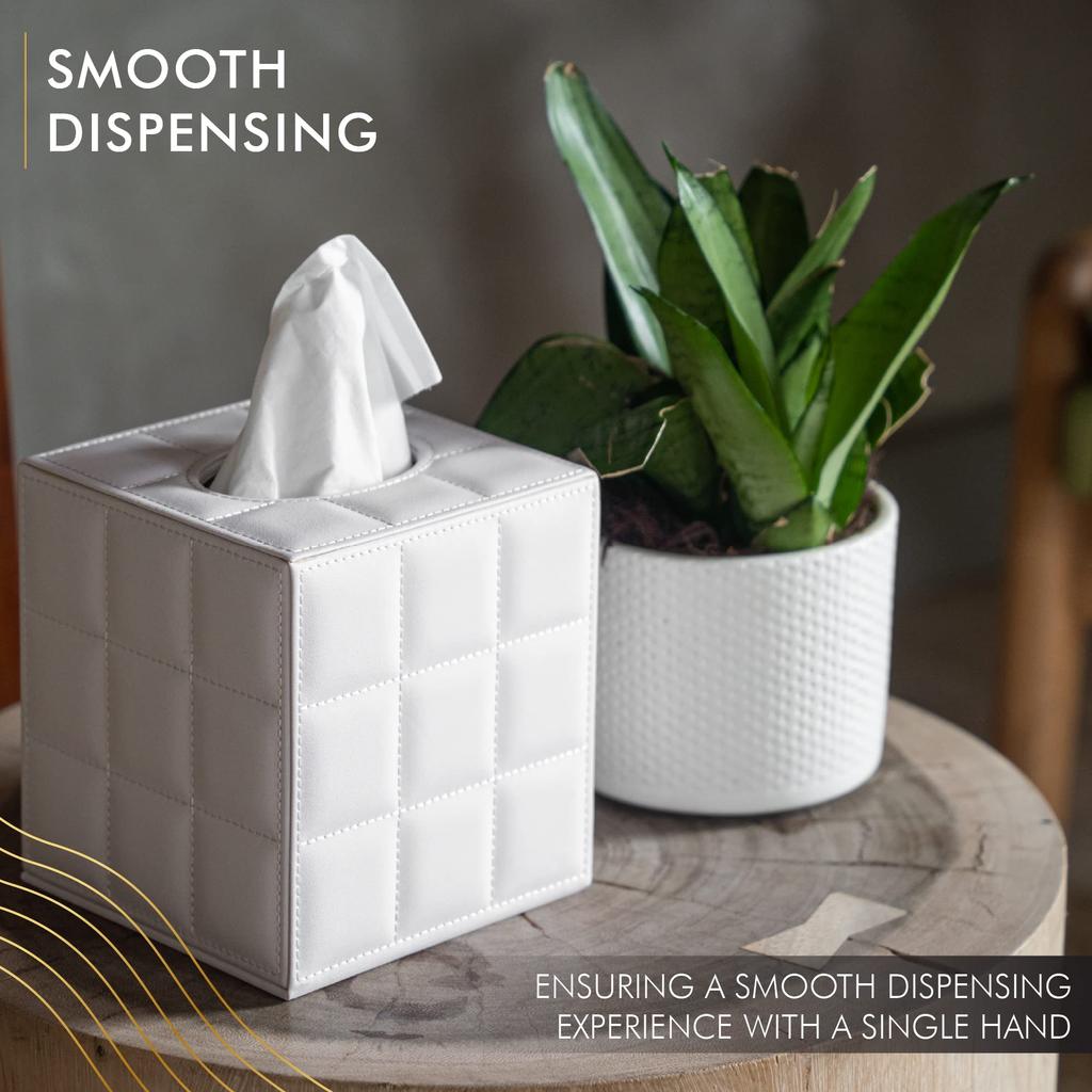Modern Tissue Box Holder Square,Napkin Holder Pumping Paper Case Dispenser,Facial Tissue Box Cover for Home Bathroom Office Desk