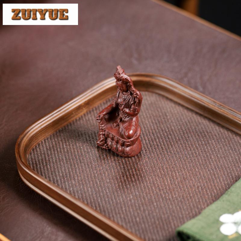 1PCS Boutique Handmade Purple Clay Tea Pet Chinese Tare Buddha Statue Ornaments Tea Figurine Crafts Tea Set Room Decoration Gift