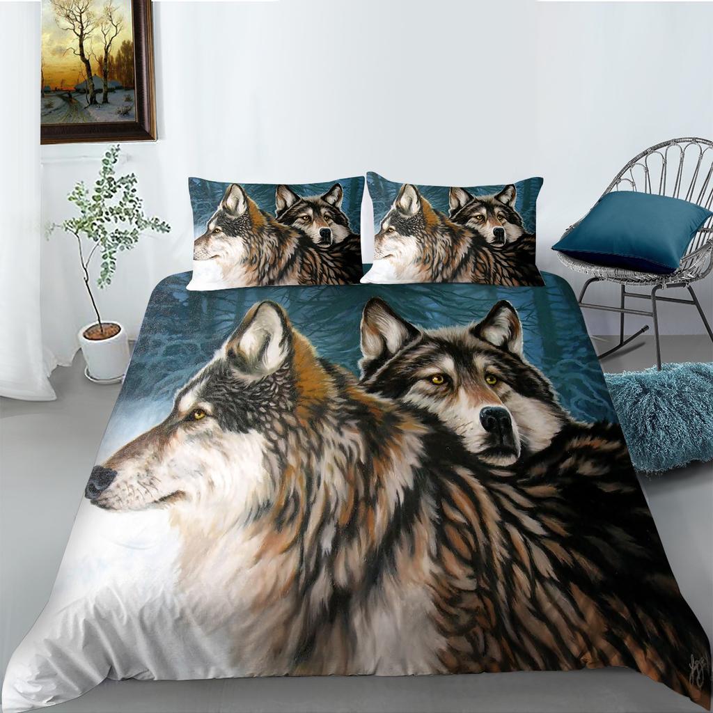Wishshopify Fashion Wolf Series Polyester Bedding Two-Three-Piece Digital Printing