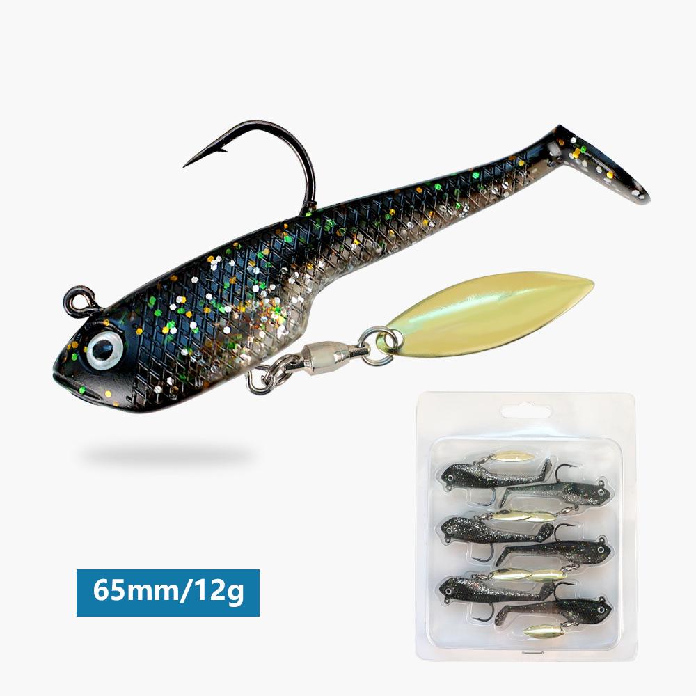 Shark-Like Lure 6-Piece Pack Lead-Weighted PVC Artificial Soft Bait Hooks Bionic Bass Freshwater Saltwater Fishing
