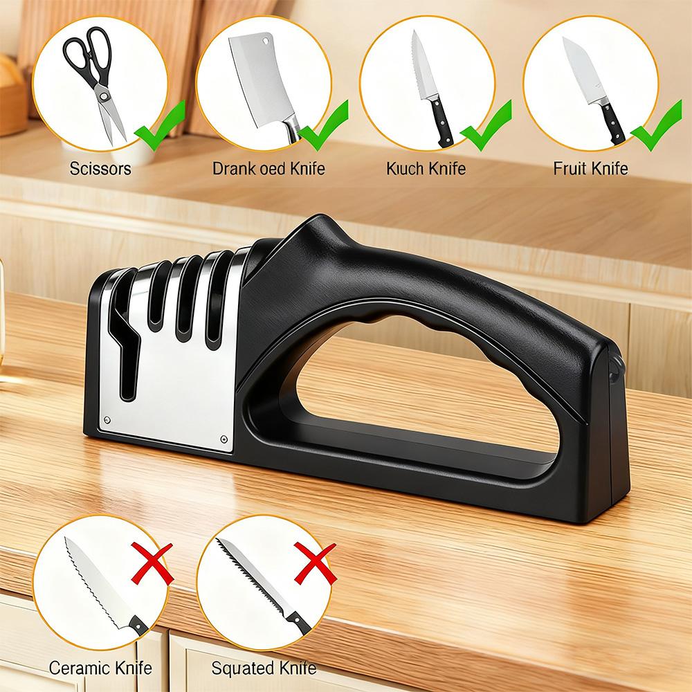 Kitchen-Specific Ceramic Knife Sharpener! Four-In-One Function, Suitable For Both Home And Commercial Use.