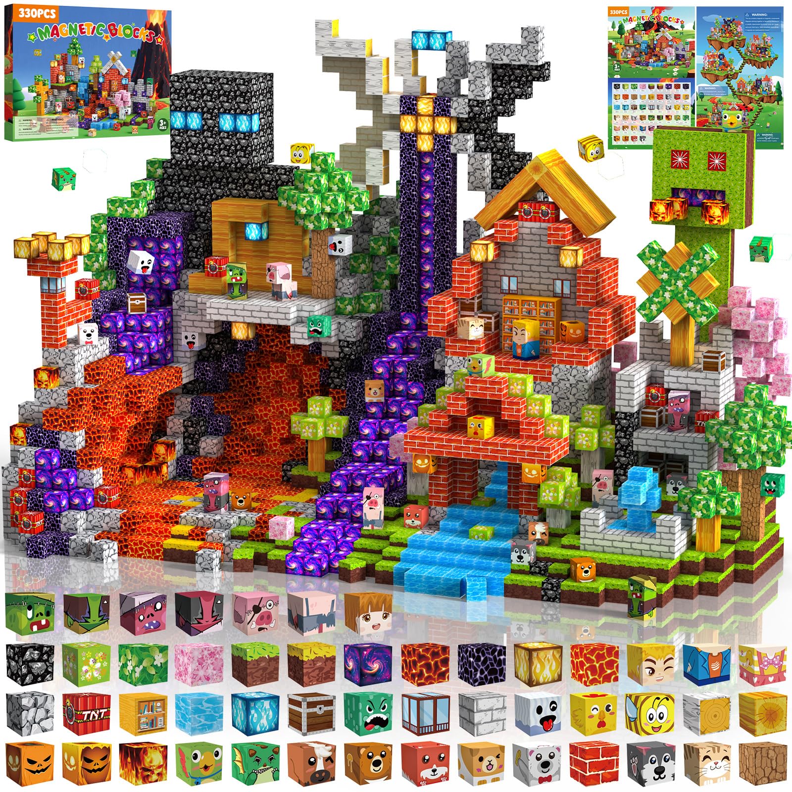 

Mzyxxel Magnet Block 330 Pcs Magnetic Building Toy Creative Construction Playset for Children 3 Years and Up Boys and Girls Gift
