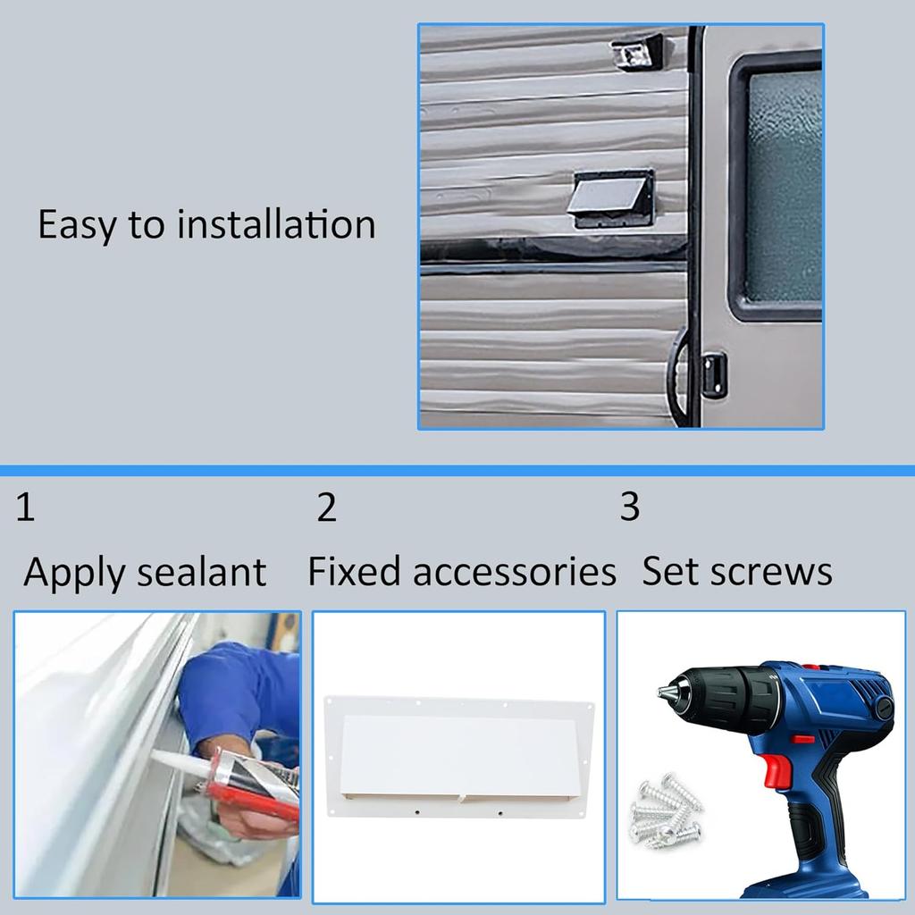 X-Haibei RV Range Hood Exhaust Vent Cover, Stove Bathroom Vent Cover Outside Damper For Motorhome Trailer Camper (White)