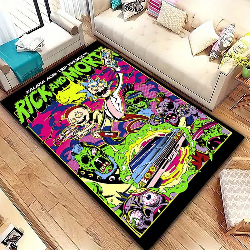 Ricky and Morty pattern rug, digitally printed non-slip decorative rug, a housewarming gift for family and friends.