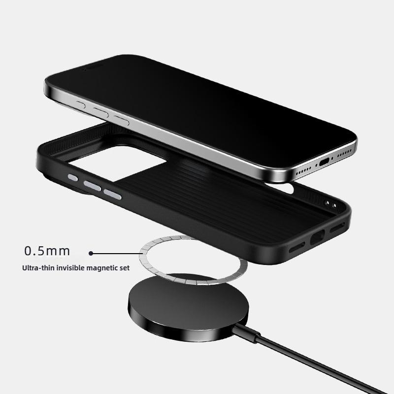Carbon Fiber Pattern Phone Case for iPhone 17 Pro Max Air 16e for iPhone 16 15 Plus 14 13 Magnetic Wireless Charging Hard Cover