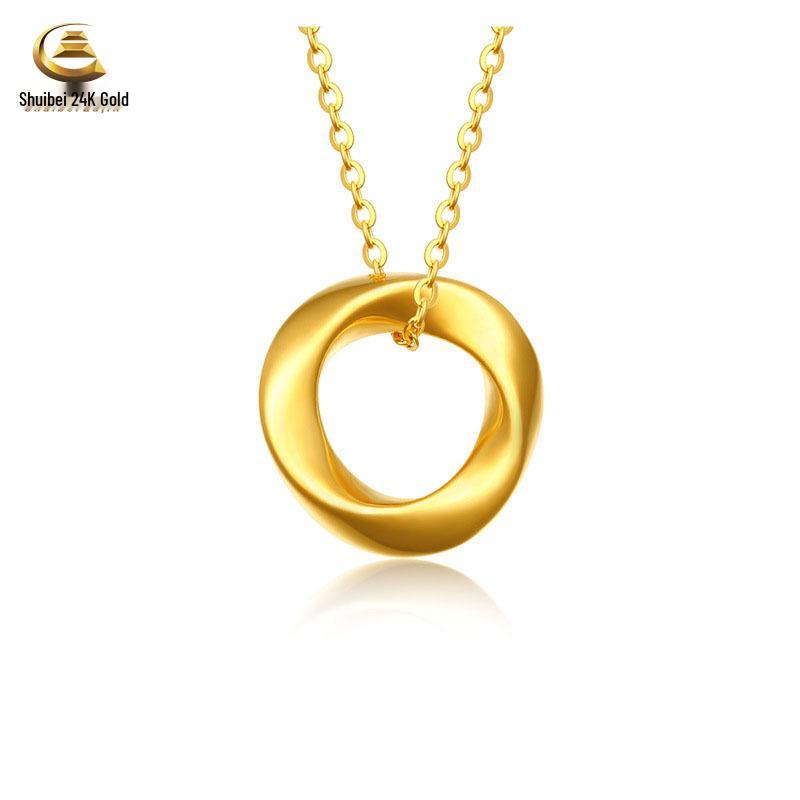 Rose Flower Crown Pure Gold 999 Pendant Set for Women - Qixi Valentine's Day Gift