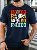 Unisex Western Rodeo Bull Cowboy Retro Art Graphic Cotton Short Sleeve Tee Crew Neck Soft Male Summer Casual Breathable Street Top