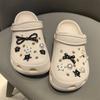 Set DIY Bow Star Pearl Shoe Decorations Silver Advanced Black White Dot Shoe Charms Detachable Buckle Shoes Accessories 1 Set