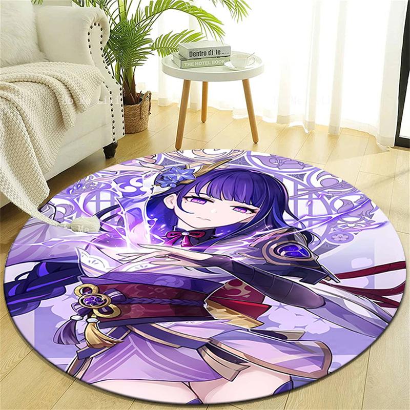 1pc Genshin Impact Beelzebul1 Design Printed Area Round Carpet for Bedroom Living Room Home Decor Rugs Mat Non Slip Mat Rug for Bedside