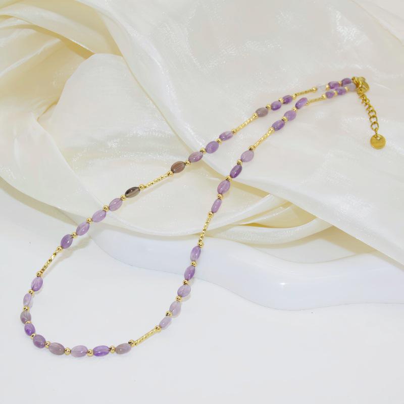 Aquamarine Star Gold Beaded Choker Necklace with Natural Stone Design