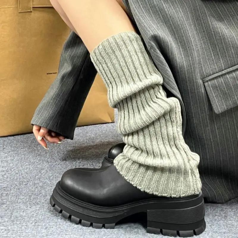 5 Pairs Lolita Leg Warmers Women's Knitted Warm Foot Cover Warmer Ladies Autumn Winter Crochet Long Socks