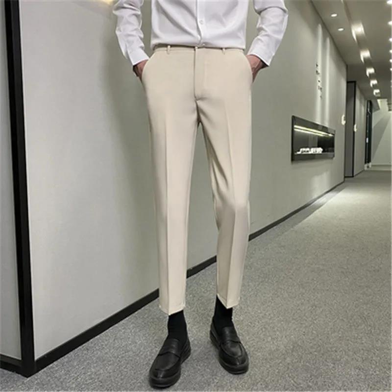 

Весенние и летние брюки, мужские трендовые тонкие прямые повседневные брюки для делового костюма, рабочие мужские брюки 29