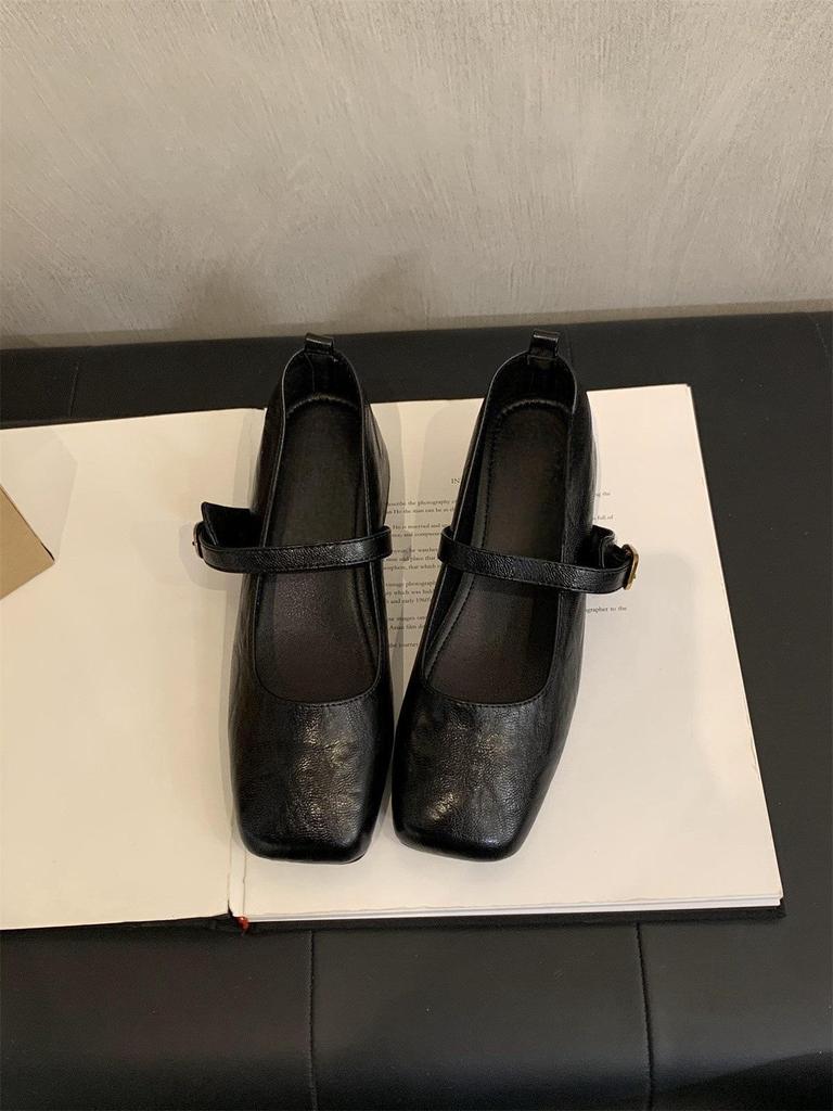 French Retro Square Toe Mid-Heel Mary Jane Shoes for Women - Elegant Spring & Autumn Style with a Chunky Heel and Fairy Aesthetic