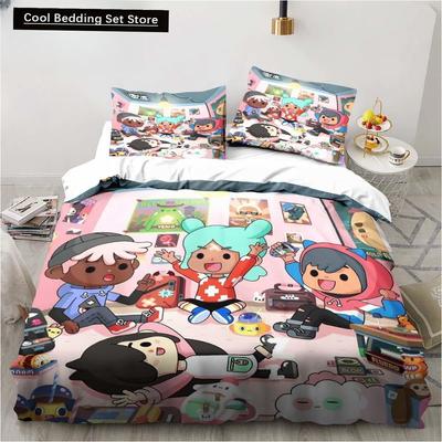 New 3D Cartoon Game Toca Life World Bedding Set Duvet Cover Bed Set Quilt Cover Pillowcase Comforter King Queen Size Boys Adult