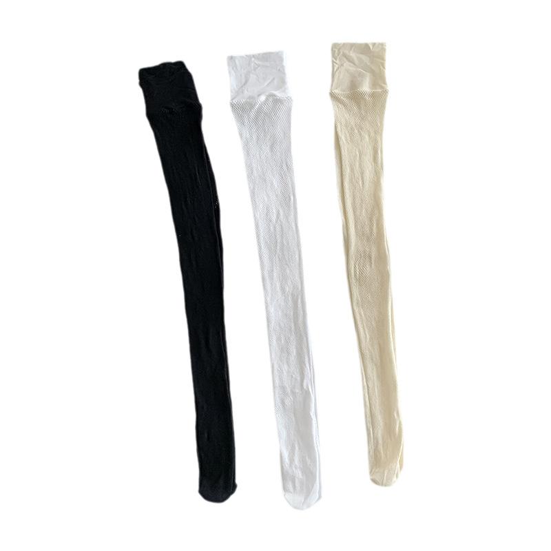 Polka Dot Fishnet Socks Spring And Summer Thin Socks Women'S Sexy Lace Knee Socks Hollow Solid Color Stockings Cross-Border Wholesale