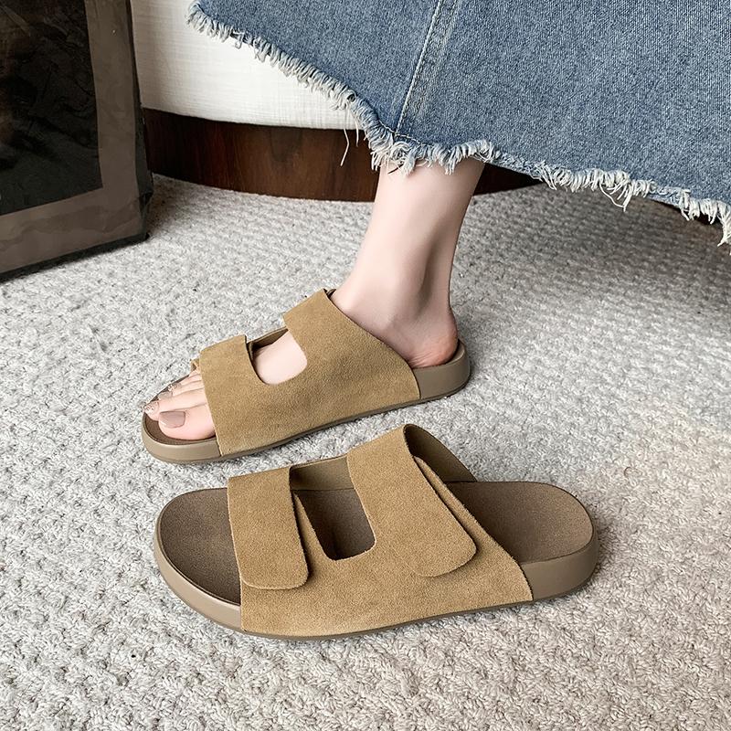 Women Clogs Sandals New Cork Clogs Slippers Women Outdoor Beach Summer Flat Sandals With Double Buckle Non-slip Slippers