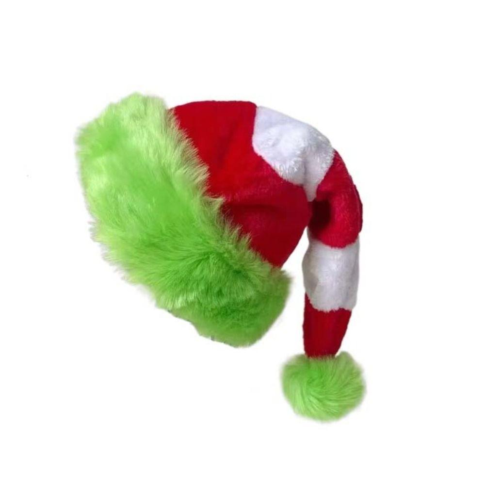 For Family Green Edged Christmas Hat Red White Xmas Long Santa Caps 31x47cm Holiday Celebration New Year Festive Hat Headwear