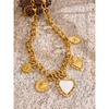 Yhpup 18K Golden Plated Stainless Steel Resin Heart Love Drop Necklace Cuban Chain Texture Charm Popular Jewelry 2025