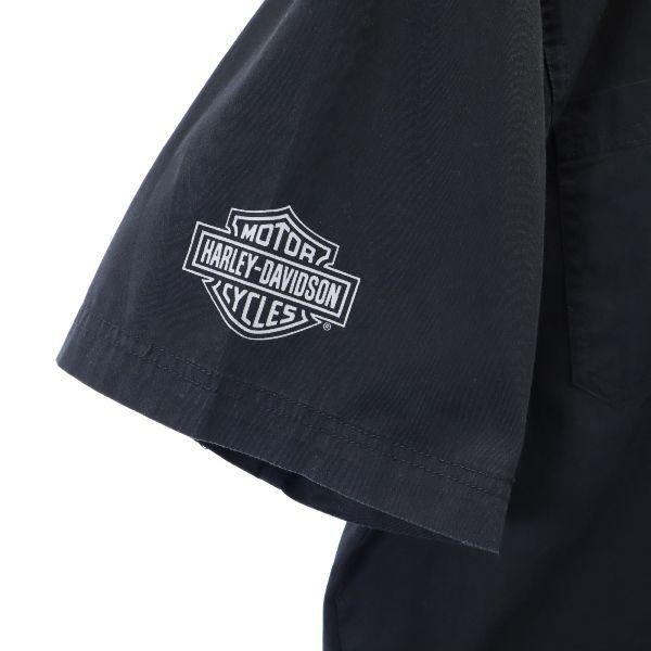 HARLEY DAVIDSON Back print Short sleeve Button down shirt L Black series Men's Used