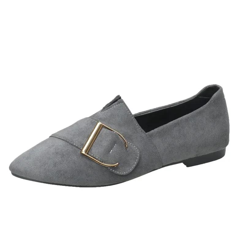 Fashion Women's Flats Shoes Black Velvet Office Lady Pumps Fashion Pointed-toe Belt-buckled Thin Shoes Large Size Loafers Casual Shoes