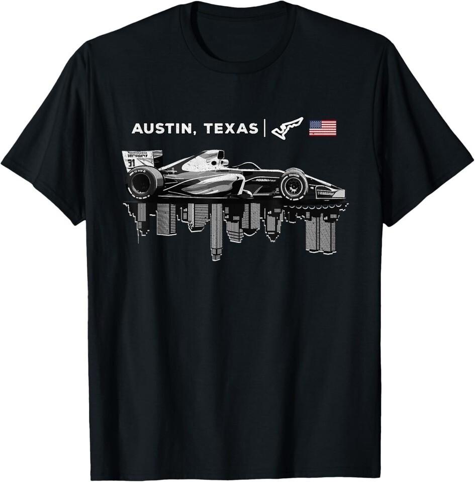 Formula Racing Open Wheel Car Austin Texas Circuit USA Flag Unisex T-Shirt L