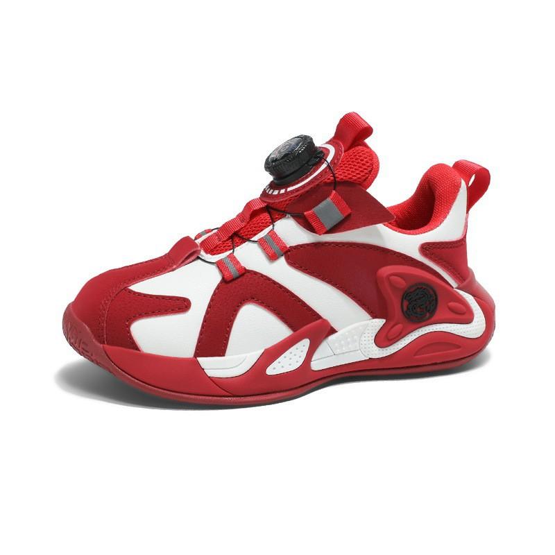 teenager Kids Sneakers Boys Button Non-Slip Durable Fall Winter Synthetic Leather Cartoon