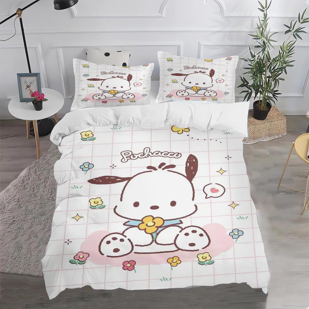 Pochacco Sanrio Quilt Cover Cartoon Puppy Anime Duvet Printed Comforter 100% Polyester Bedding Twin Size Children Gift