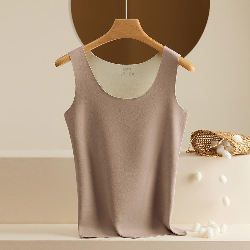 Women's Seamless Thermal Vest: Double-Sided Fleece, Slim Fit, Autumn/Winter Warm Base Layer.