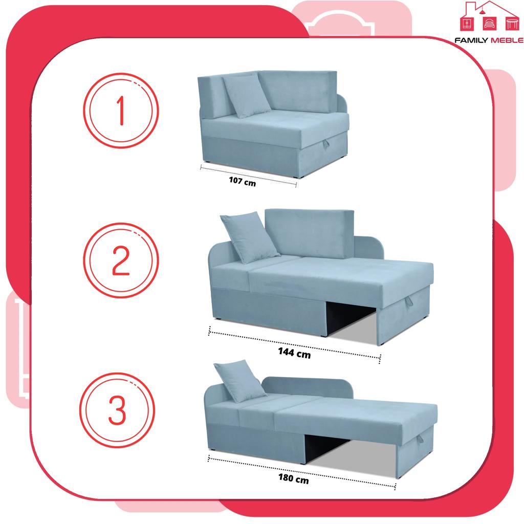 Narożnik dziecięcy Denis rozkładany pojemnik łóżko dla dzieci materac kubuś